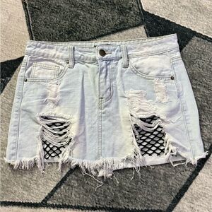 Forever 21 Sky Blue Ripped Mini Skirt Size M